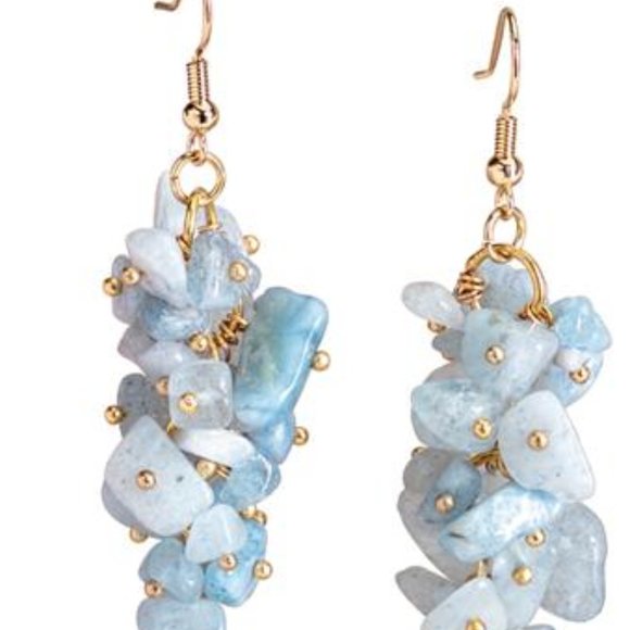 STAUER Aquamarine Splash Earrings New - Picture 3 of 3